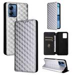 For Motorola Moto G14 4G Cubic Grid Texture Flip Leather Phone Case(Silver)