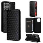 For Motorola Moto G15 4G / G15 Power 4G Cubic Grid Texture Flip Leather Phone Case(Black)