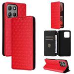 For Motorola Moto G15 4G / G15 Power 4G Cubic Grid Texture Flip Leather Phone Case(Red)