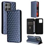 For Motorola Moto G15 4G / G15 Power 4G Cubic Grid Texture Flip Leather Phone Case(Blue)