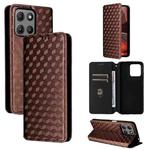 For Motorola Moto G15 4G / G15 Power 4G Cubic Grid Texture Flip Leather Phone Case(Brown)