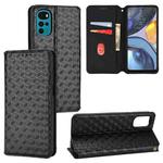 For Motorola Moto G22 4G Cubic Grid Texture Flip Leather Phone Case(Black)