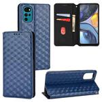 For Motorola Moto G22 4G Cubic Grid Texture Flip Leather Phone Case(Blue)