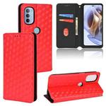 For Motorola Moto G31 / G41 Cubic Grid Texture Flip Leather Phone Case(Red)
