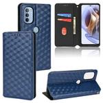 For Motorola Moto G31 / G41 Cubic Grid Texture Flip Leather Phone Case(Blue)