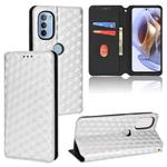 For Motorola Moto G31 / G41 Cubic Grid Texture Flip Leather Phone Case(Silver)