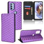 For Motorola Moto G31 / G41 Cubic Grid Texture Flip Leather Phone Case(Purple)