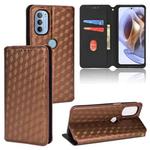 For Motorola Moto G31 / G41 Cubic Grid Texture Flip Leather Phone Case(Brown)