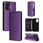 For Motorola Moto G35 5G Cubic Grid Texture Flip Leather Phone Case(Purple)