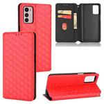 For Motorola Moto G42 Cubic Grid Texture Flip Leather Phone Case(Red)