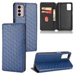 For Motorola Moto G42 Cubic Grid Texture Flip Leather Phone Case(Blue)