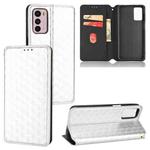 For Motorola Moto G42 Cubic Grid Texture Flip Leather Phone Case(Silver)