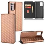 For Motorola Moto G42 Cubic Grid Texture Flip Leather Phone Case(Brown)