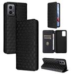 For Motorola Moto G45 5G / G34 5G Cubic Grid Texture Flip Leather Phone Case(Black)