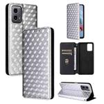 For Motorola Moto G45 5G / G34 5G Cubic Grid Texture Flip Leather Phone Case(Silver)