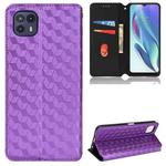 For Motorola Moto G50 5G Cubic Grid Texture Flip Leather Phone Case(Purple)