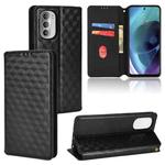 For Motorola Moto G51 Cubic Grid Texture Flip Leather Phone Case(Black)