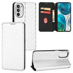 For Motorola Moto G52 4G / G82 5G Cubic Grid Texture Flip Leather Phone Case(Silver)