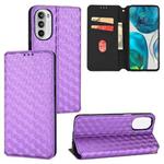 For Motorola Moto G52 4G / G82 5G Cubic Grid Texture Flip Leather Phone Case(Purple)
