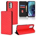 For Motorola Moto G52j 5G Cubic Grid Texture Flip Leather Phone Case(Red)
