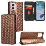 For Motorola Moto G53j 5G / G53y 5G / G53 5G Cubic Grid Texture Flip Leather Phone Case(Brown)