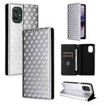 For Motorola Moto G55 5G Cubic Grid Texture Flip Leather Phone Case(Silver)