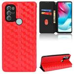 For Motorola Moto G60s Cubic Grid Texture Flip Leather Phone Case(Red)