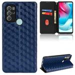 For Motorola Moto G60s Cubic Grid Texture Flip Leather Phone Case(Blue)