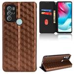 For Motorola Moto G60s Cubic Grid Texture Flip Leather Phone Case(Brown)