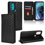 For Motorola Moto G71 5G Cubic Grid Texture Flip Leather Phone Case(Black)