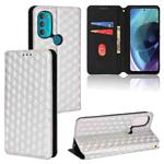 For Motorola Moto G71 5G Cubic Grid Texture Flip Leather Phone Case(Silver)