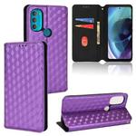 For Motorola Moto G71 5G Cubic Grid Texture Flip Leather Phone Case(Purple)