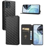 For Motorola Moto G72 4G Cubic Grid Texture Flip Leather Phone Case(Black)
