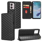 For Motorola Moto G73 5G Cubic Grid Texture Flip Leather Phone Case(Black)