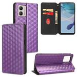 For Motorola Moto G73 5G Cubic Grid Texture Flip Leather Phone Case(Purple)
