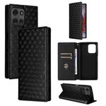 For Motorola Moto G75 5G Cubic Grid Texture Flip Leather Phone Case(Black)