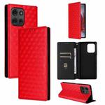 For Motorola Moto G75 5G Cubic Grid Texture Flip Leather Phone Case(Red)