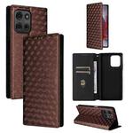 For Motorola Moto G75 5G Cubic Grid Texture Flip Leather Phone Case(Brown)