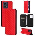 For Motorola Moto G84 5G Cubic Grid Texture Flip Leather Phone Case(Red)