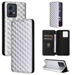 For Motorola Moto G84 5G Cubic Grid Texture Flip Leather Phone Case(Silver)