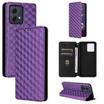 For Motorola Moto G84 5G Cubic Grid Texture Flip Leather Phone Case(Purple)