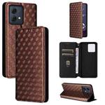 For Motorola Moto G84 5G Cubic Grid Texture Flip Leather Phone Case(Brown)