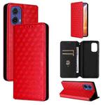For Motorola Moto G85 5G / S50 Neo 5G Cubic Grid Texture Flip Leather Phone Case(Red)