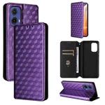 For Motorola Moto G85 5G / S50 Neo 5G Cubic Grid Texture Flip Leather Phone Case(Purple)
