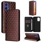 For Motorola Moto G85 5G / S50 Neo 5G Cubic Grid Texture Flip Leather Phone Case(Brown)