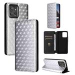 For Motorola ThinkPhone Cubic Grid Texture Flip Leather Phone Case(Silver)