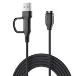 For Garmin Fenix 8 / Fenix 7 xDfind 2 in 1 Type-C and USB-A Ports Watch Charging Cable, Length: 1m(Black)
