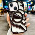 For iPhone 14 Plus Cooling Hollow Electroplating TPU MagSafe Phone Case(Black)