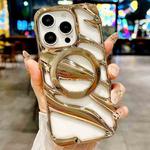 For iPhone 13 Pro Max Cooling Hollow Electroplating TPU MagSafe Phone Case(Gold)