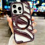 For iPhone 12 Pro Max Cooling Hollow Electroplating TPU MagSafe Phone Case(Purple)